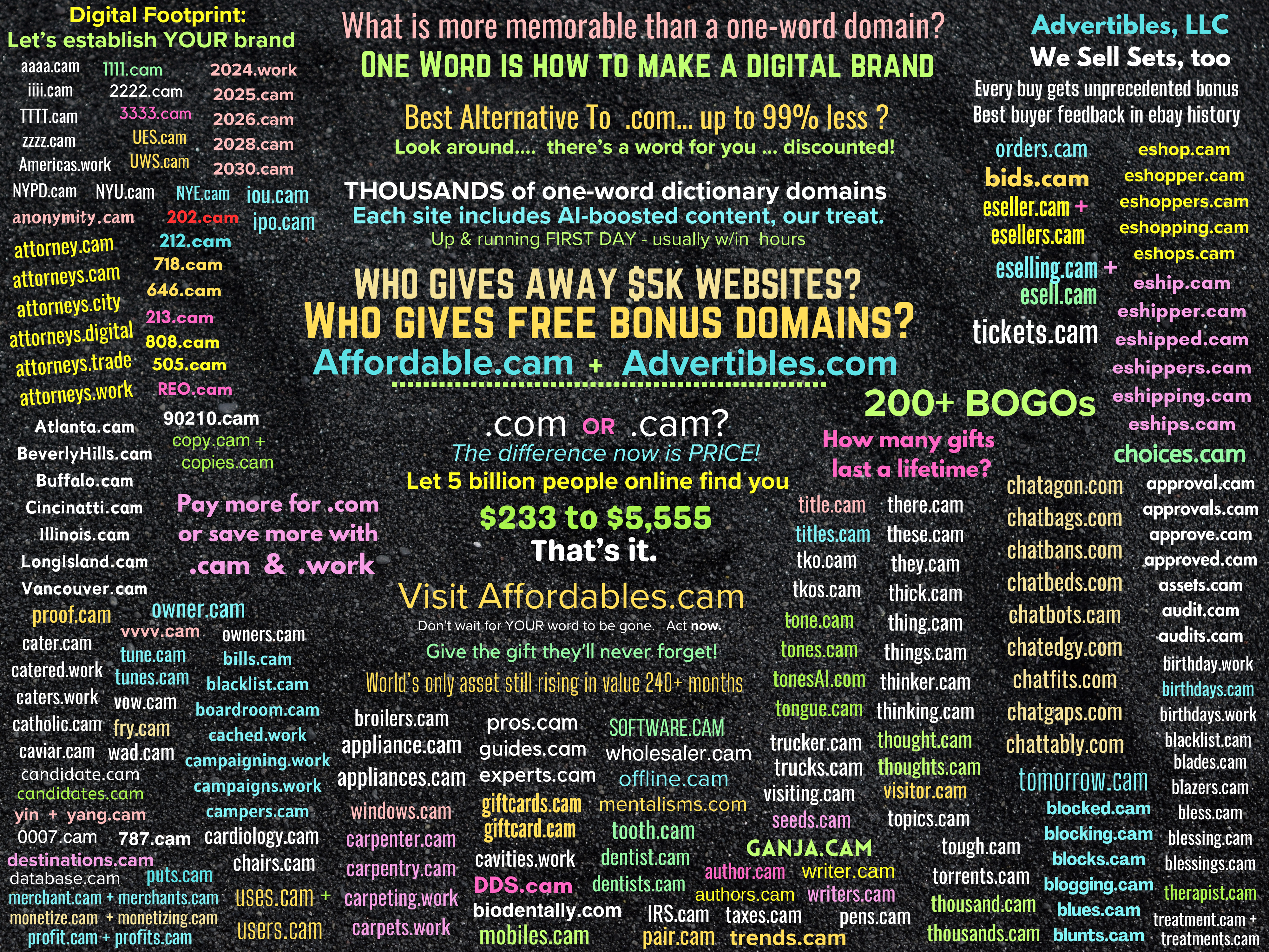 Premium One-word domains from Advertibles